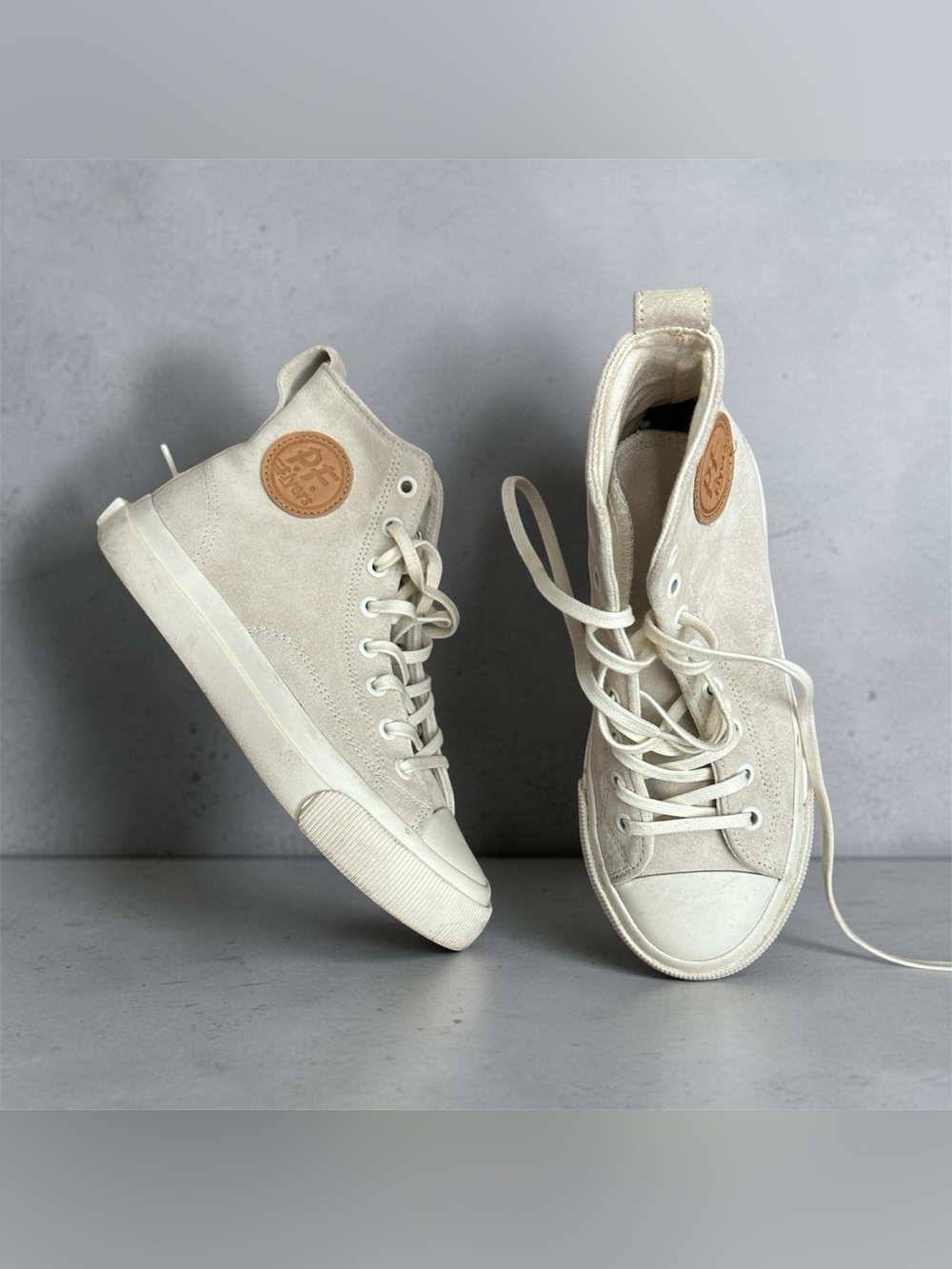 PF Flyers Cream Suede High Top Sneakers Women’s 5.5